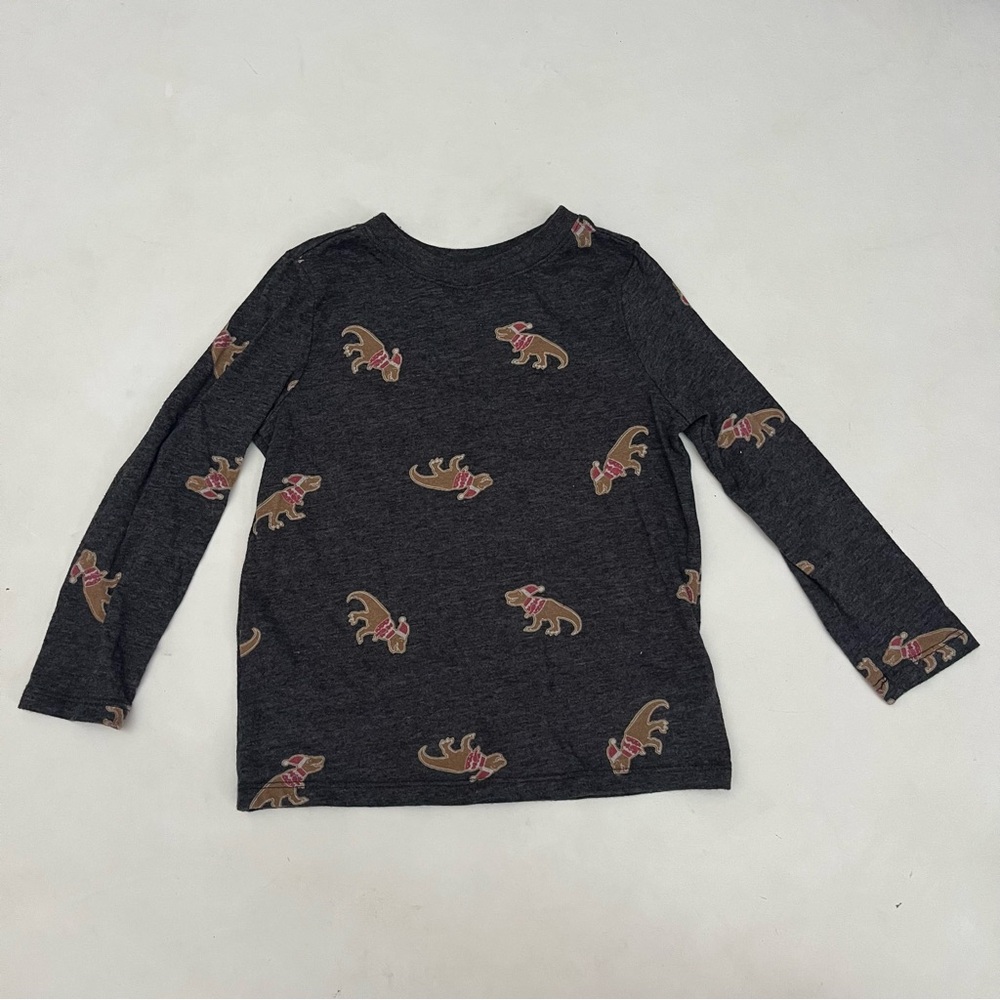 Old navy boys long sleeve Christmas shirt size 4T dinosaurs Santa hats